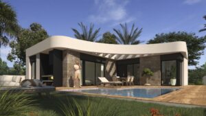 Essence, 3 soveroms villa på ett plan med takterrasse og basseng i La Herrada, Los Montesinos